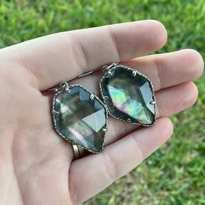 Kendra Scott Corley Silver Grey Pyrite/Abalone Drop Earrings